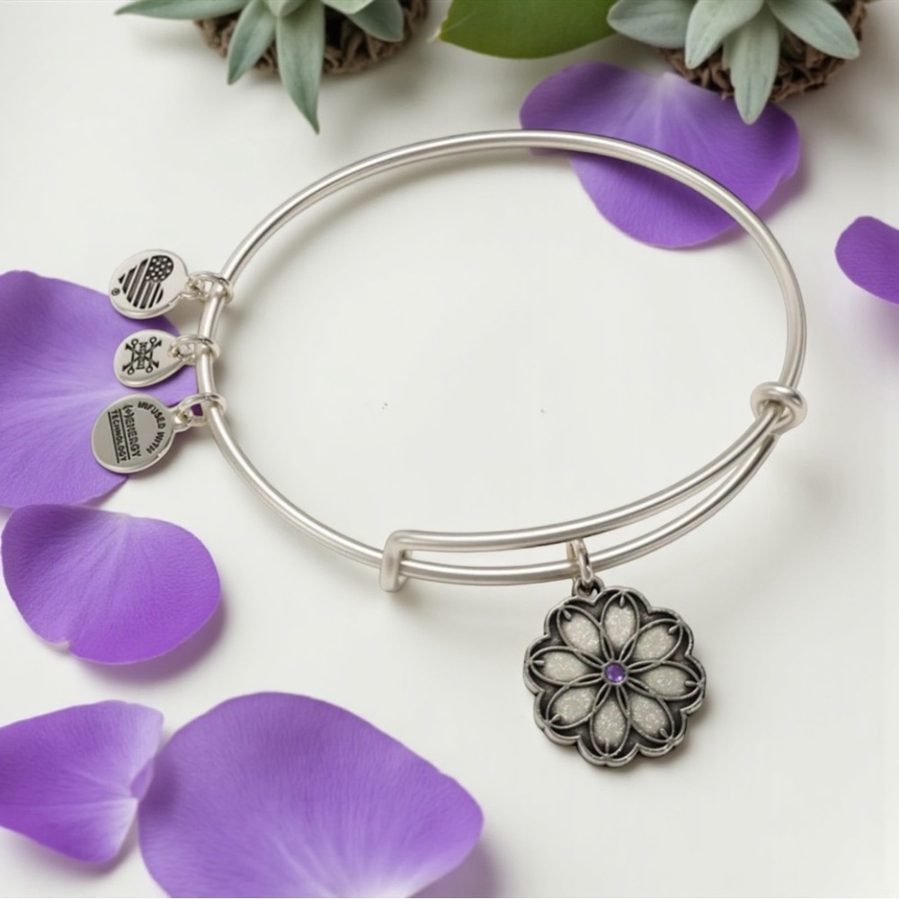 💜ALEX AND ANI💜 Healing Love Flower
Charm Bangle in Rafaelian Silver/EUC